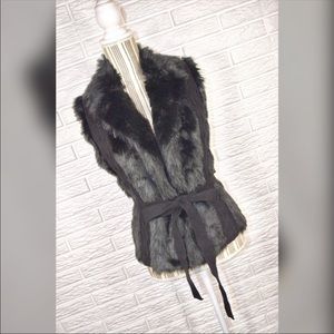 Xoxo black faux fur belted sweater vest